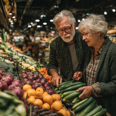 Persoană în vârstă pregătind o masă sănătoasă